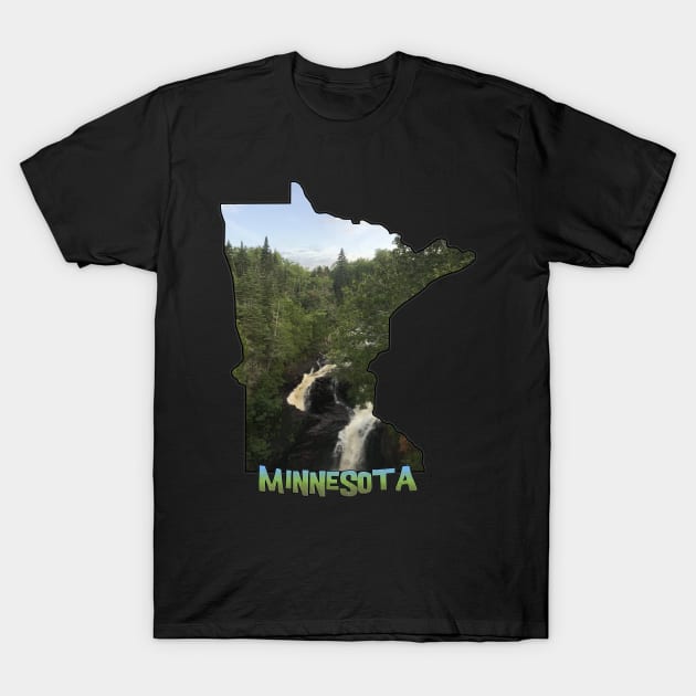 Minnesota Outline (Devil's Kettle in Judge Magney State Park) T-Shirt by gorff